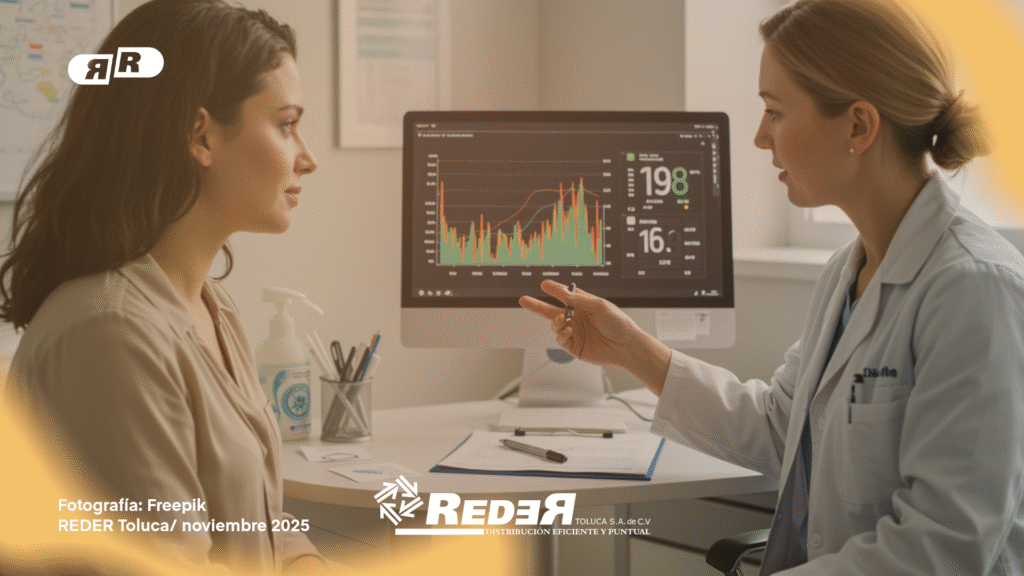 Mujer adulta recibiendo orientación médica sobre complicaciones de la diabetes en la salud femenina