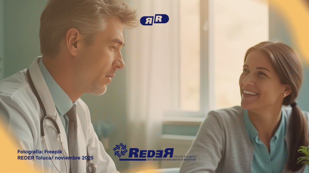 Persona adulta recibiendo orientación médica en un consultorio sobre prevención de diabetes